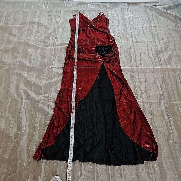 Halloween Metallic Twisted Front Spaghetti Straps Maxi Dress Small RubyRed - Picture 8 of 16